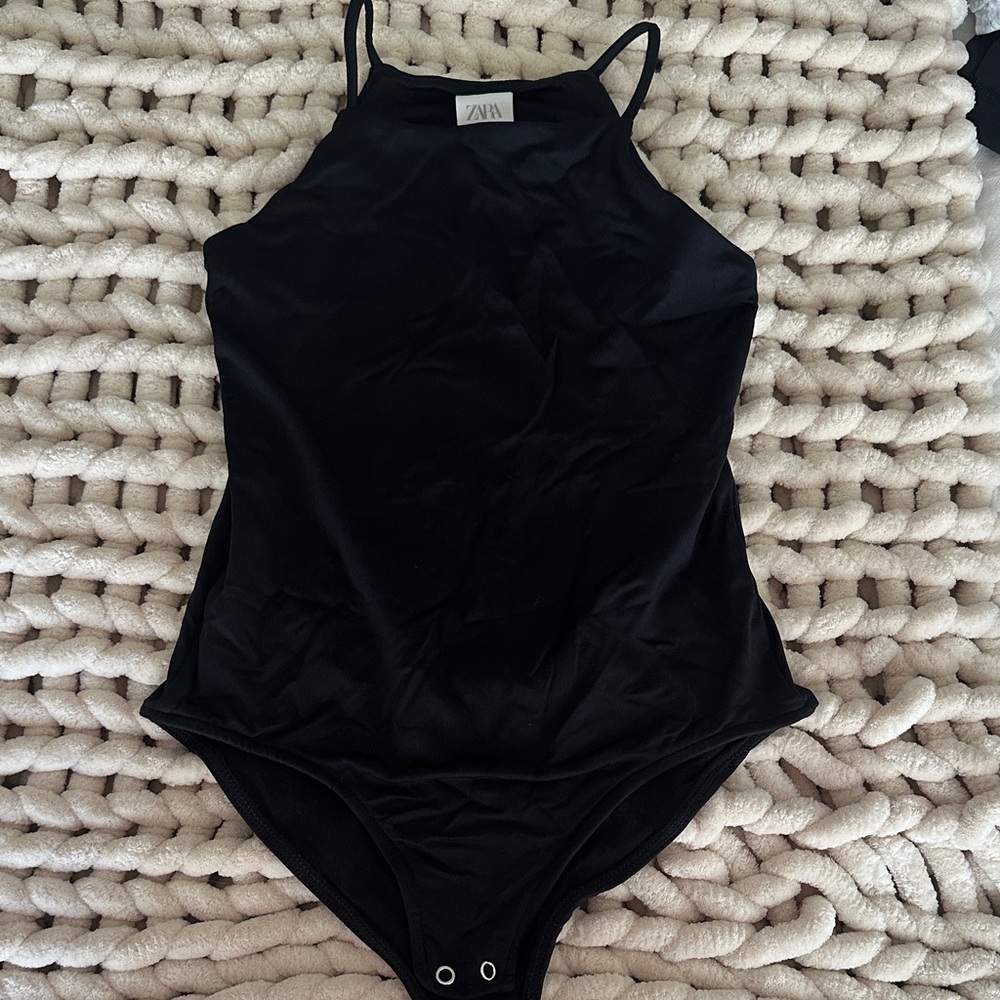 Zara Elegant Black Sleeveless Kids  Bodysuit